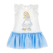 MONNALISA - Alice In Wonderland Bebe Jersey Dress - Blue