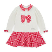 A DEE -  Love Story Lottie Check Bow Dress With Peter Pan Collar - Snow White