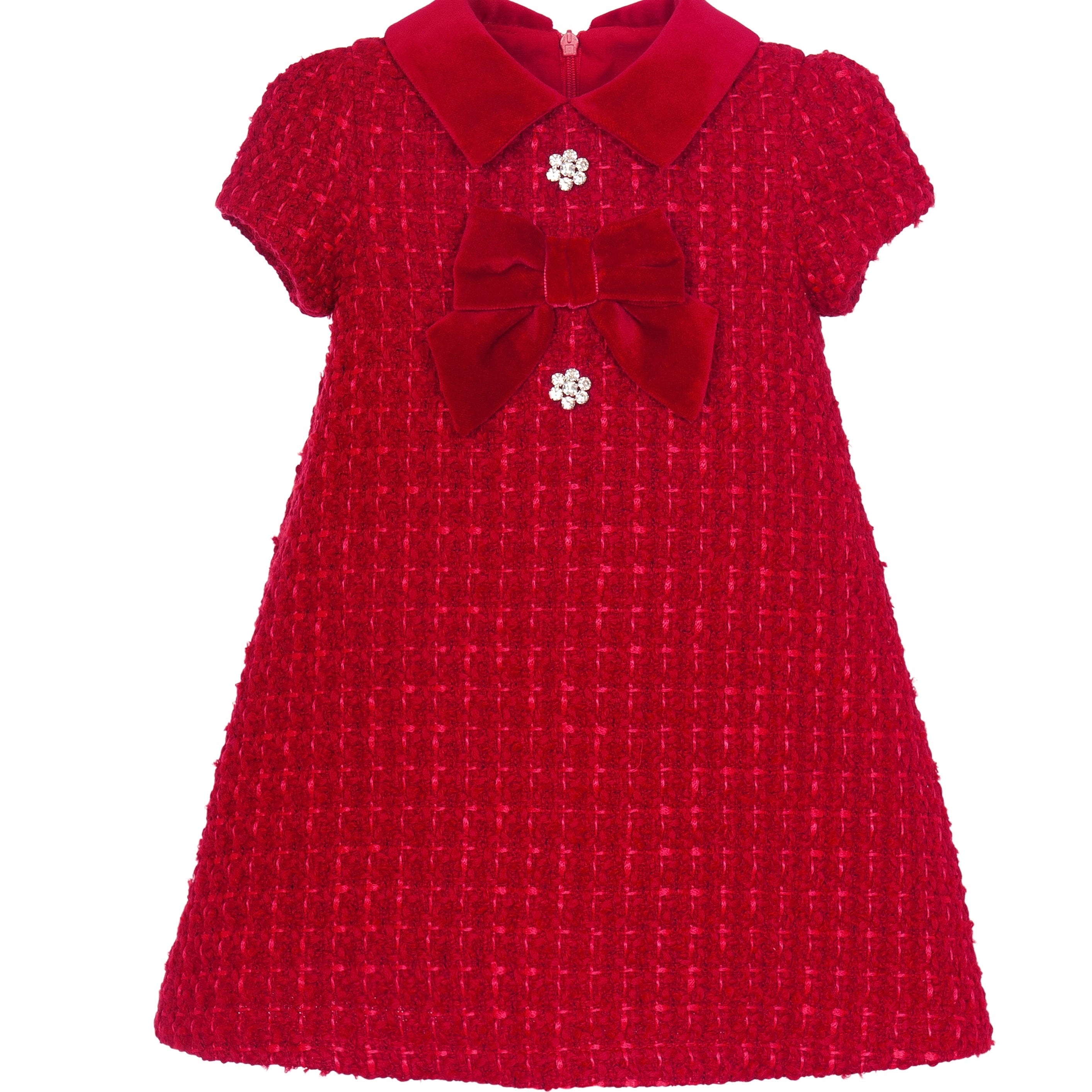 BALLOON CHIC - Tweed A Line Dress - Red