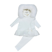 Bimbalo - Fur Hooded Leggings Set - Cream