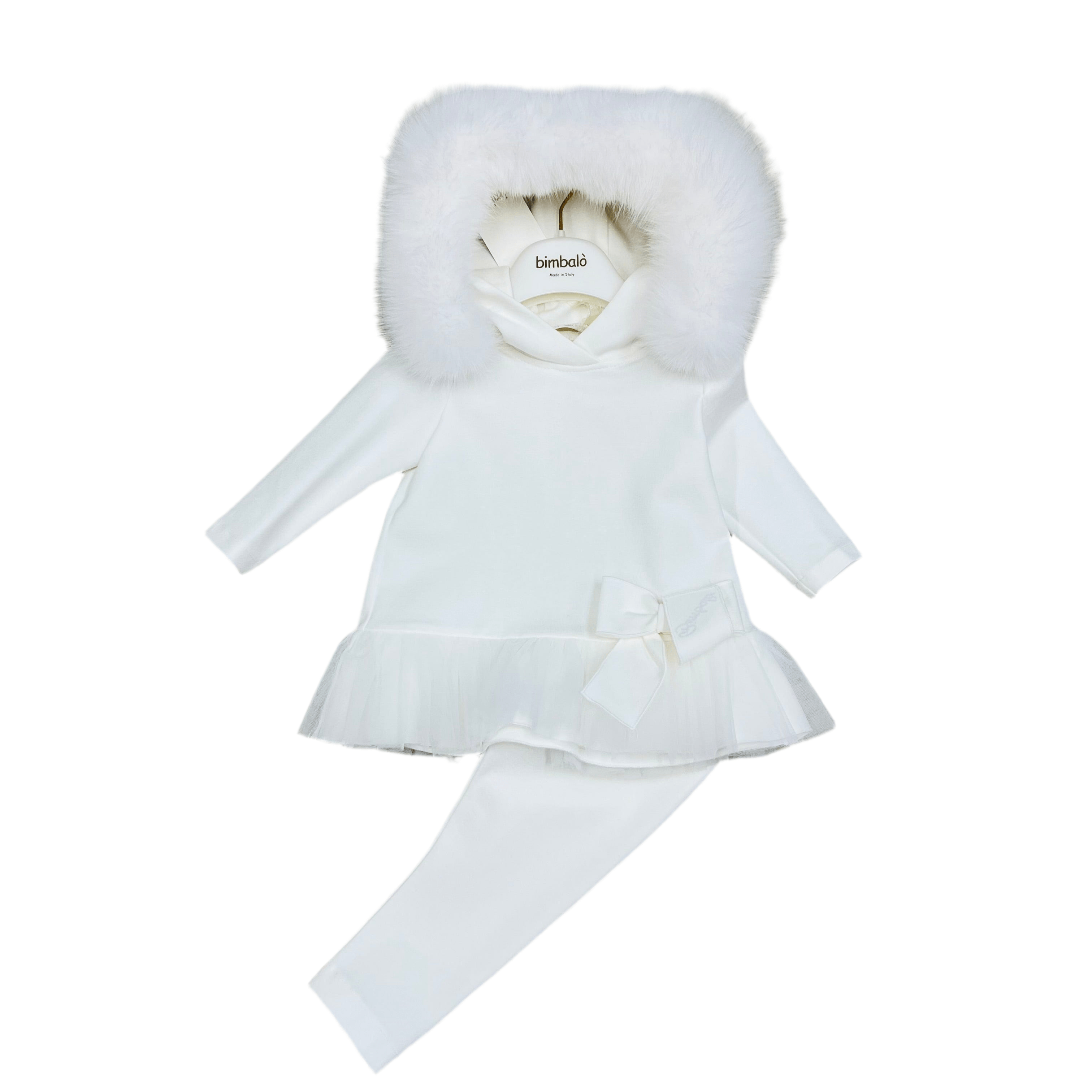 Bimbalo - Fur Hooded Leggings Set - Cream