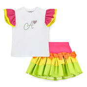 A DEE - Taylor Tutti Frutti Colour Block Skirt Set - White