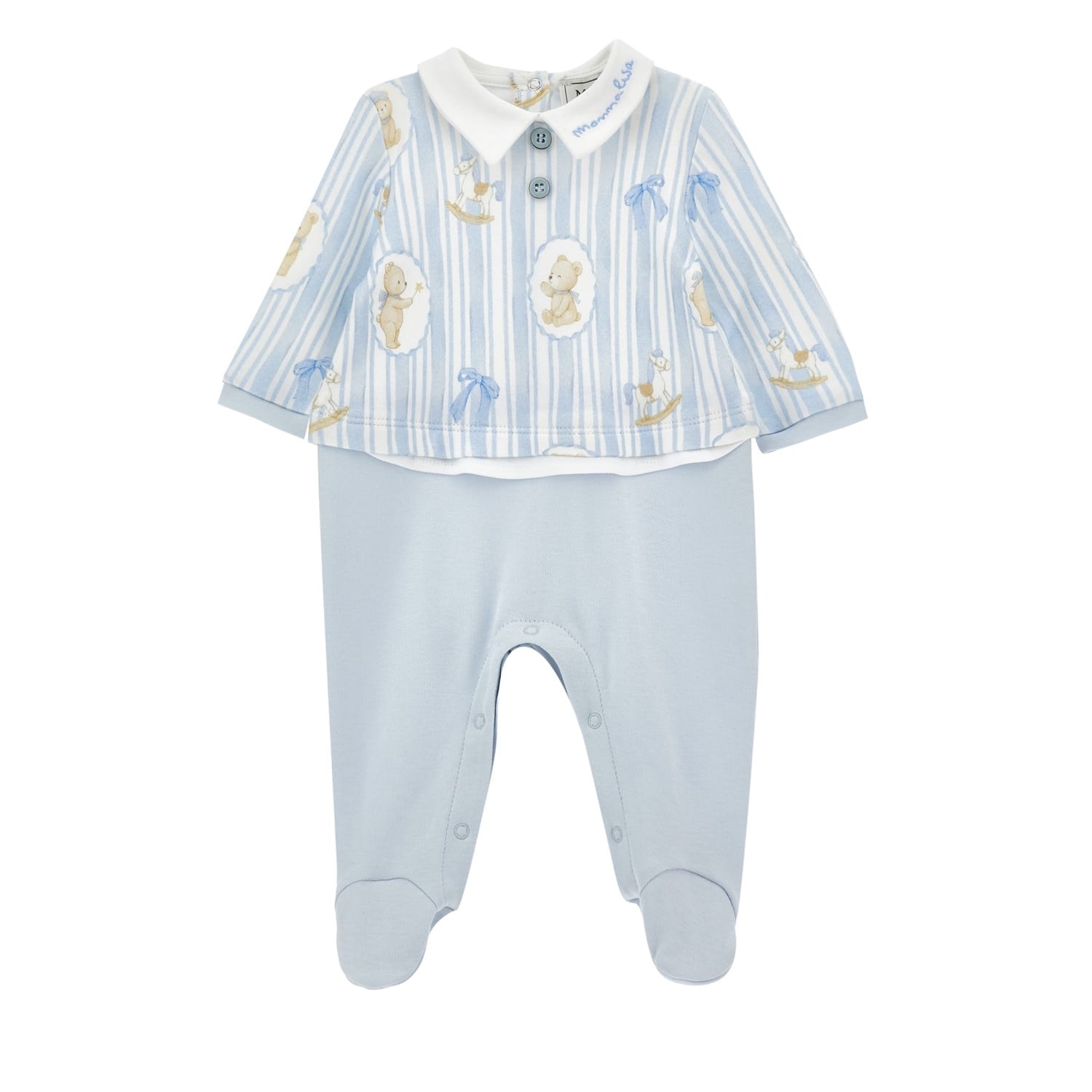 MONNALISA - Bear Babygrow Two Piece Set - Blue