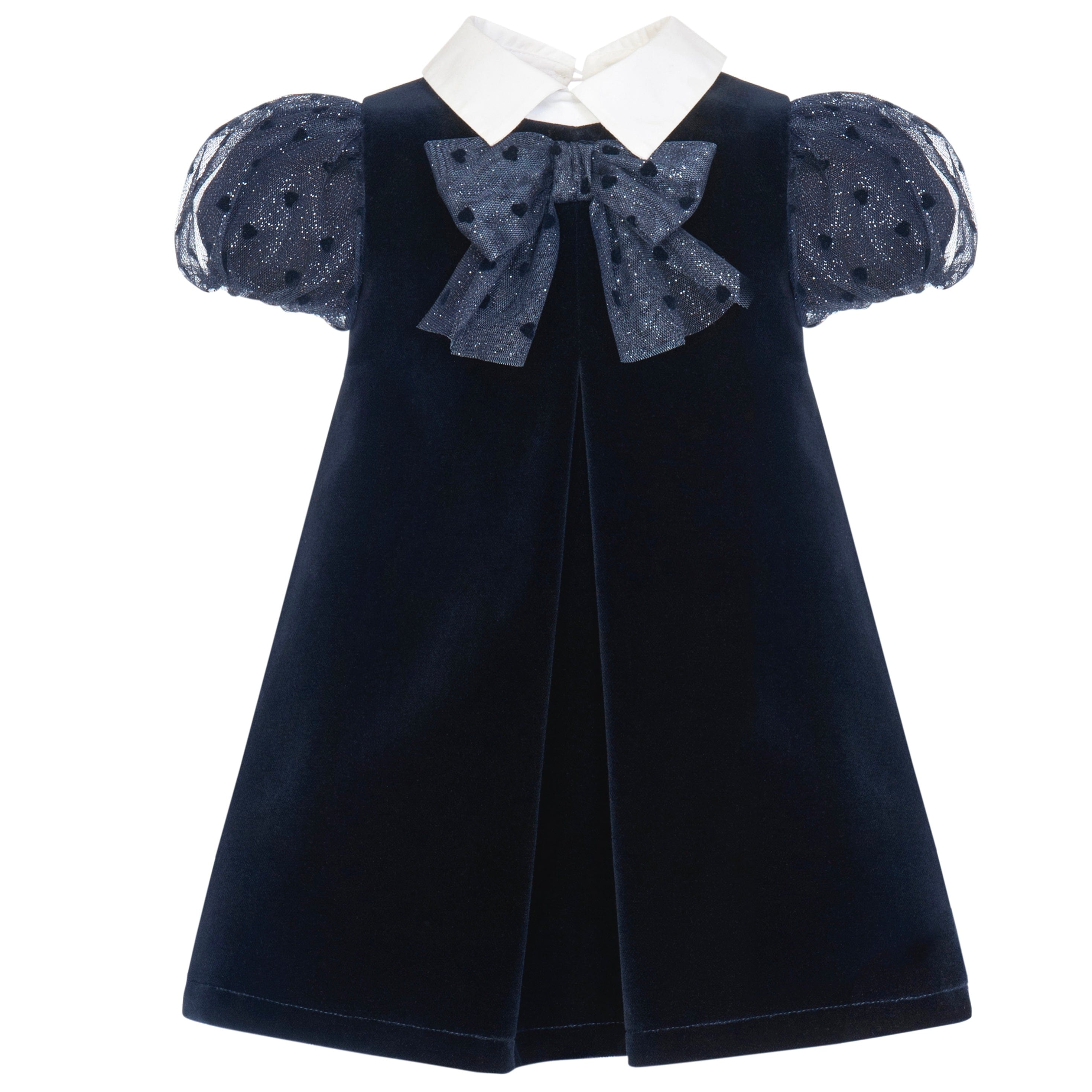 BALLOON CHIC - Velvet A Line Dress - Navy