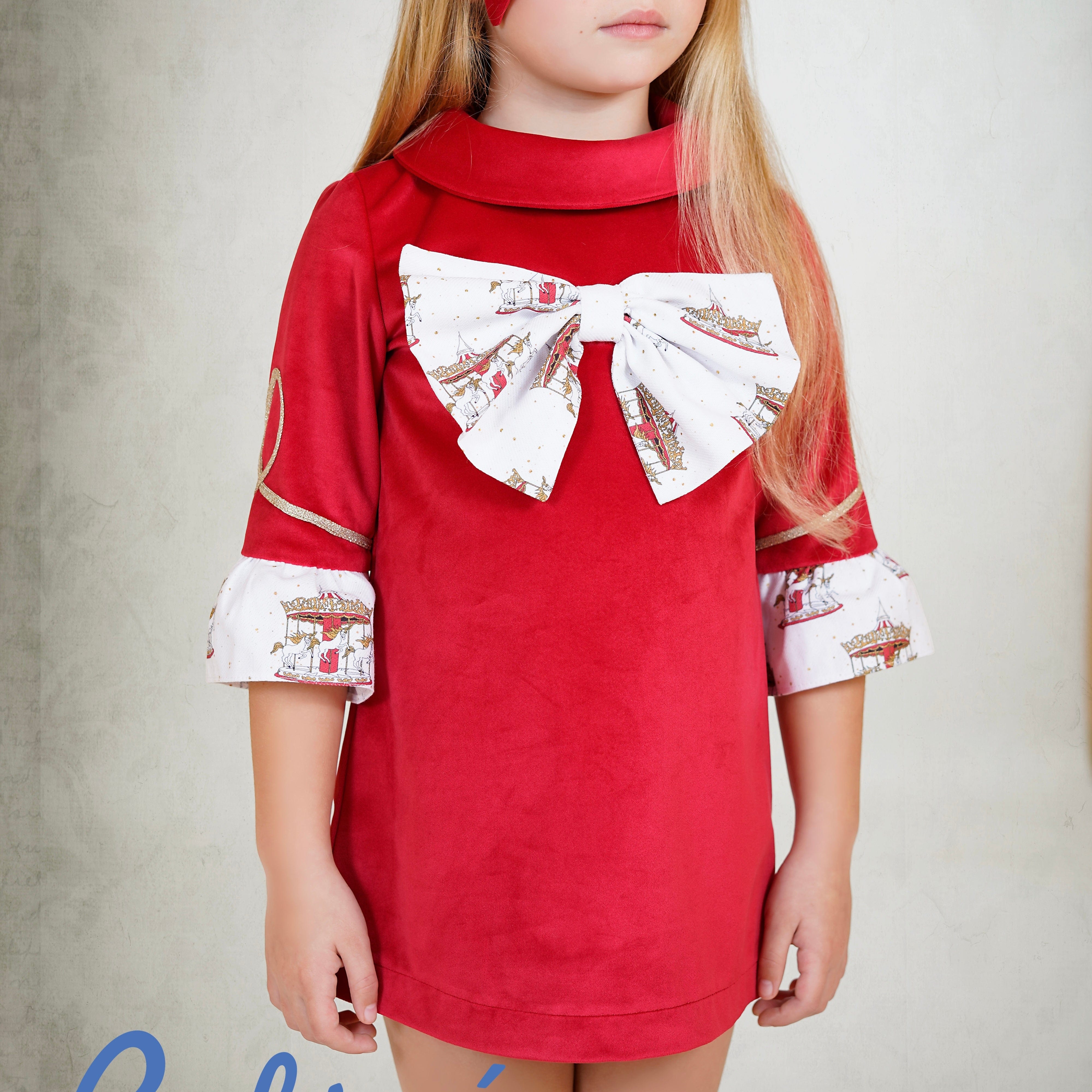 BABINE - Velvet Carousel Dress - Red