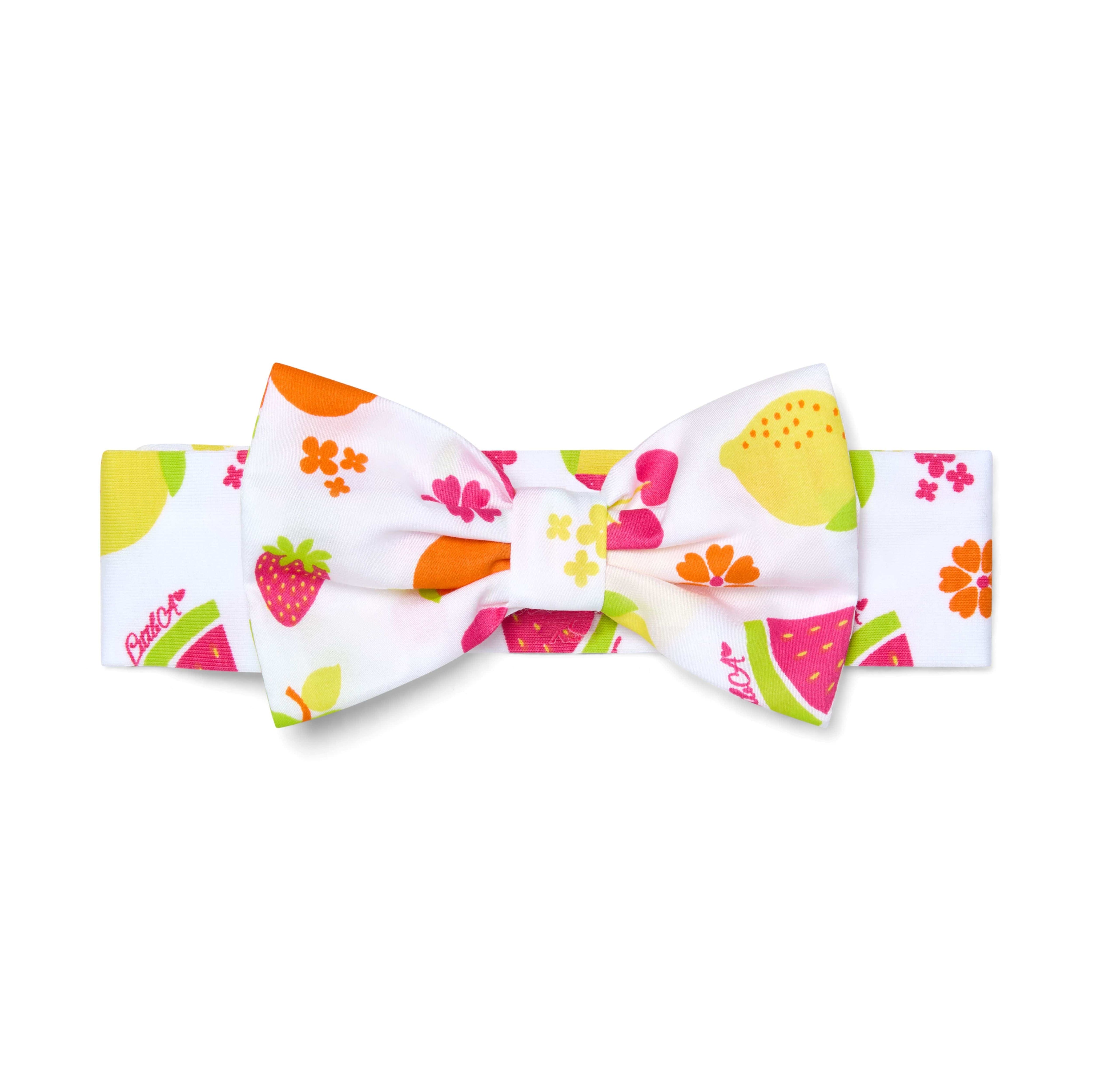LITTLE A - Cutie Frutti Piper Bow Print Headband - White