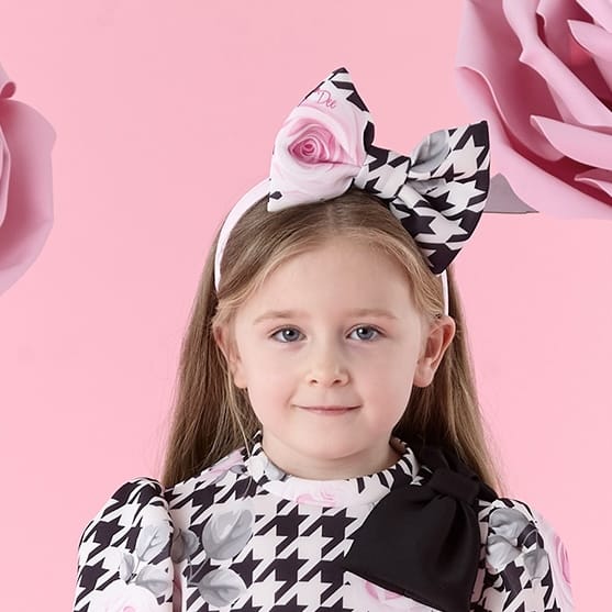 A DEE - Winter Bloom Allie Bow Print Hairband - Black