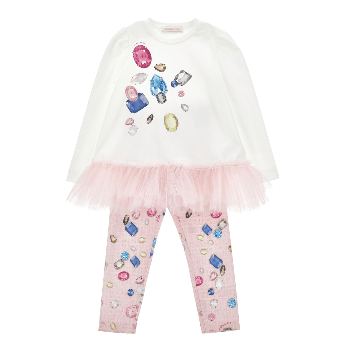 MONNALISA - Jewel Leggings Set - Pink