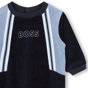 HUGO BOSS - Velour Babygrow -  Navy