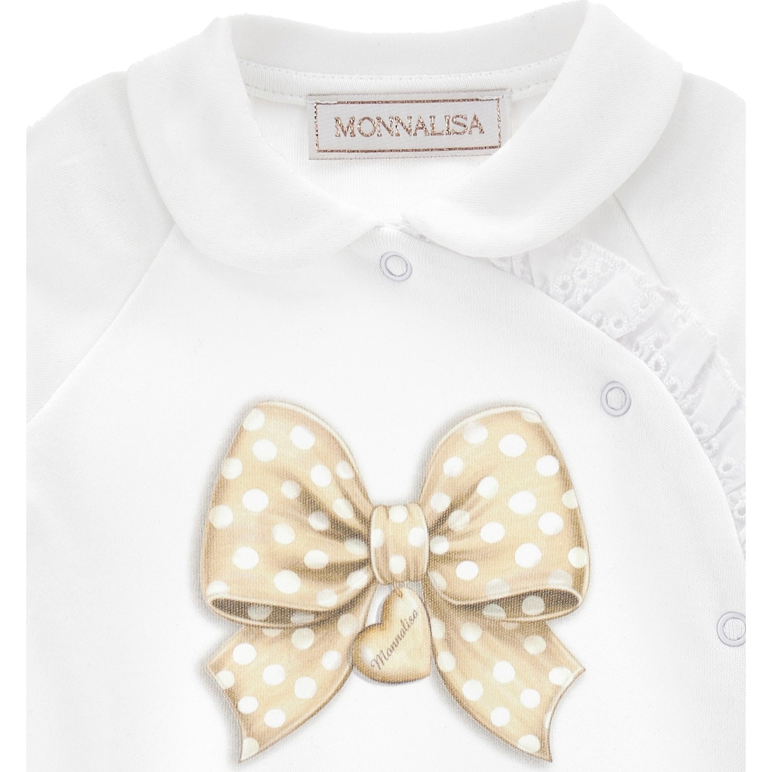 MONNALISA - Bow Layette Three Piece Set - White