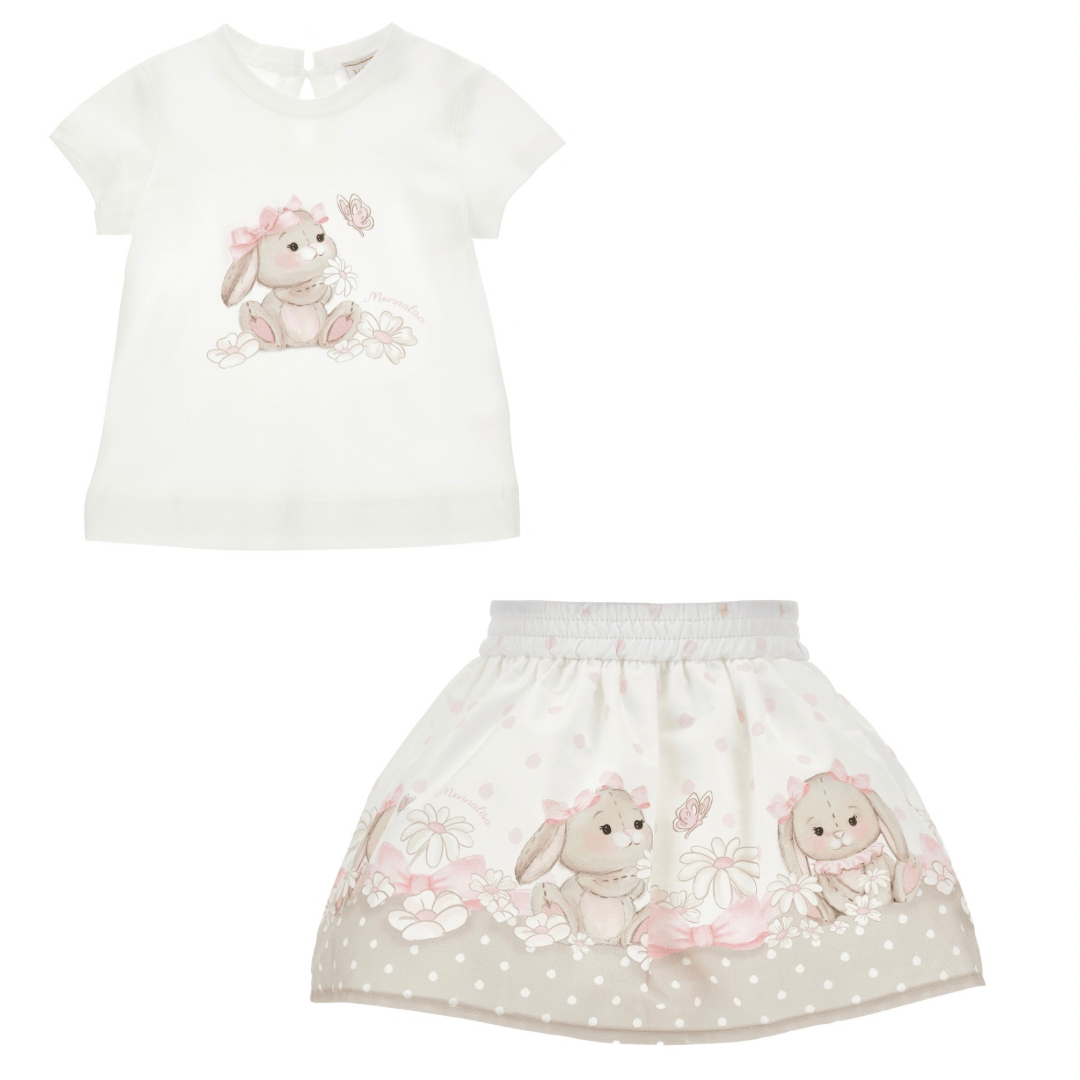 MONNALISA - Bunny Skirt Set - Pink