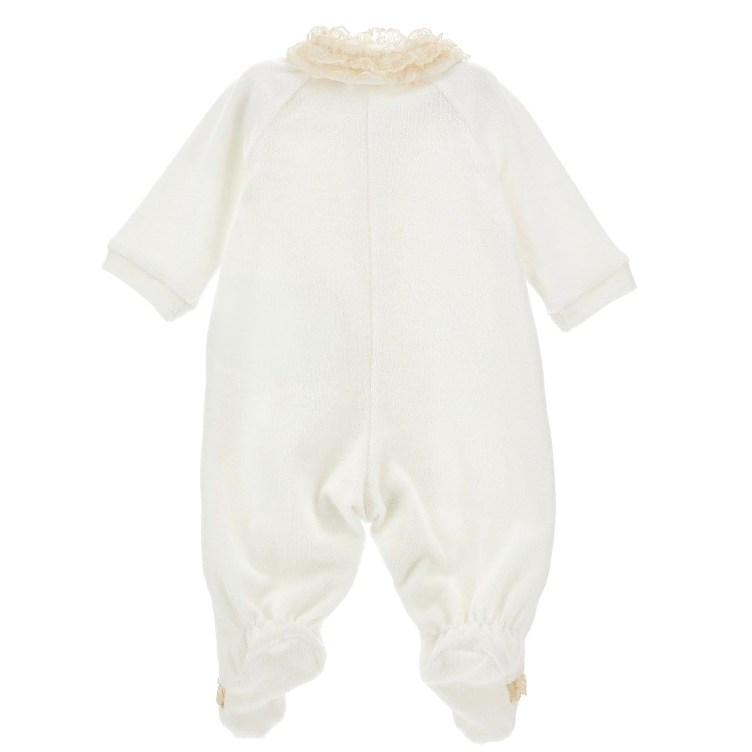MONNALISA - Rose Bud & Lace Babygrow - Ivory