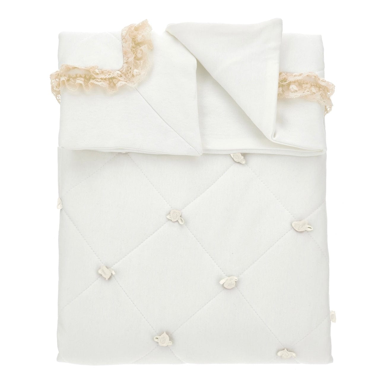 MONNALISA - Rose Bud & Lace Blanket - Ivory