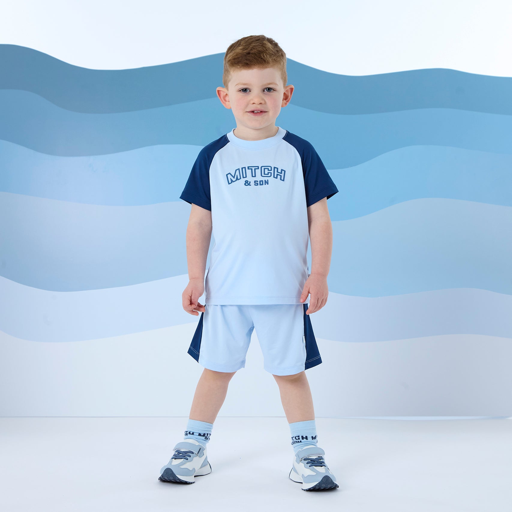 MITCH & SON - Felix Beyond Blue Poly Logo Soft Short Set - Sky Blue