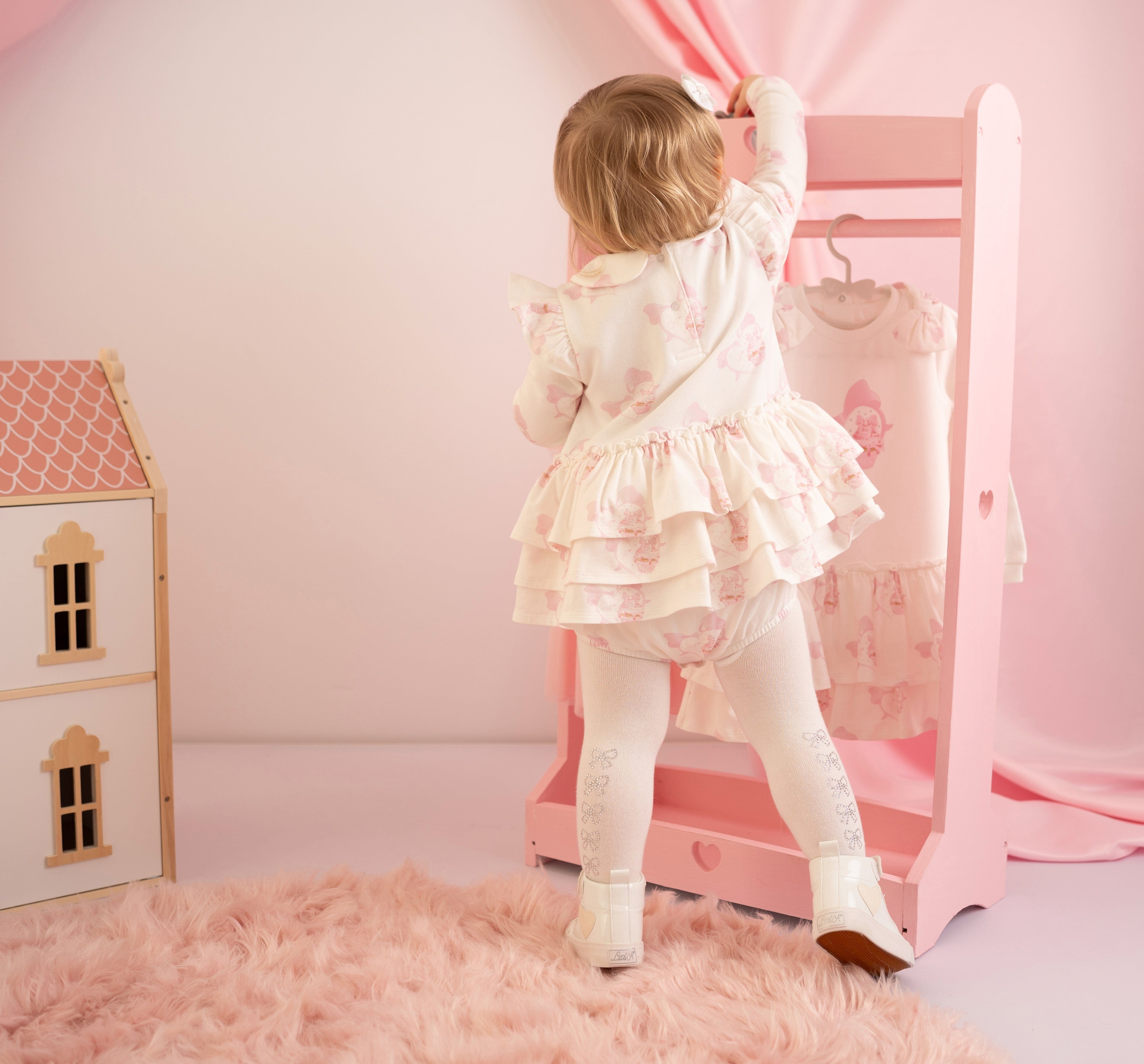 LITTLE A - Cute As A Cupcake Journey Cupcake Print Romper - Snow White