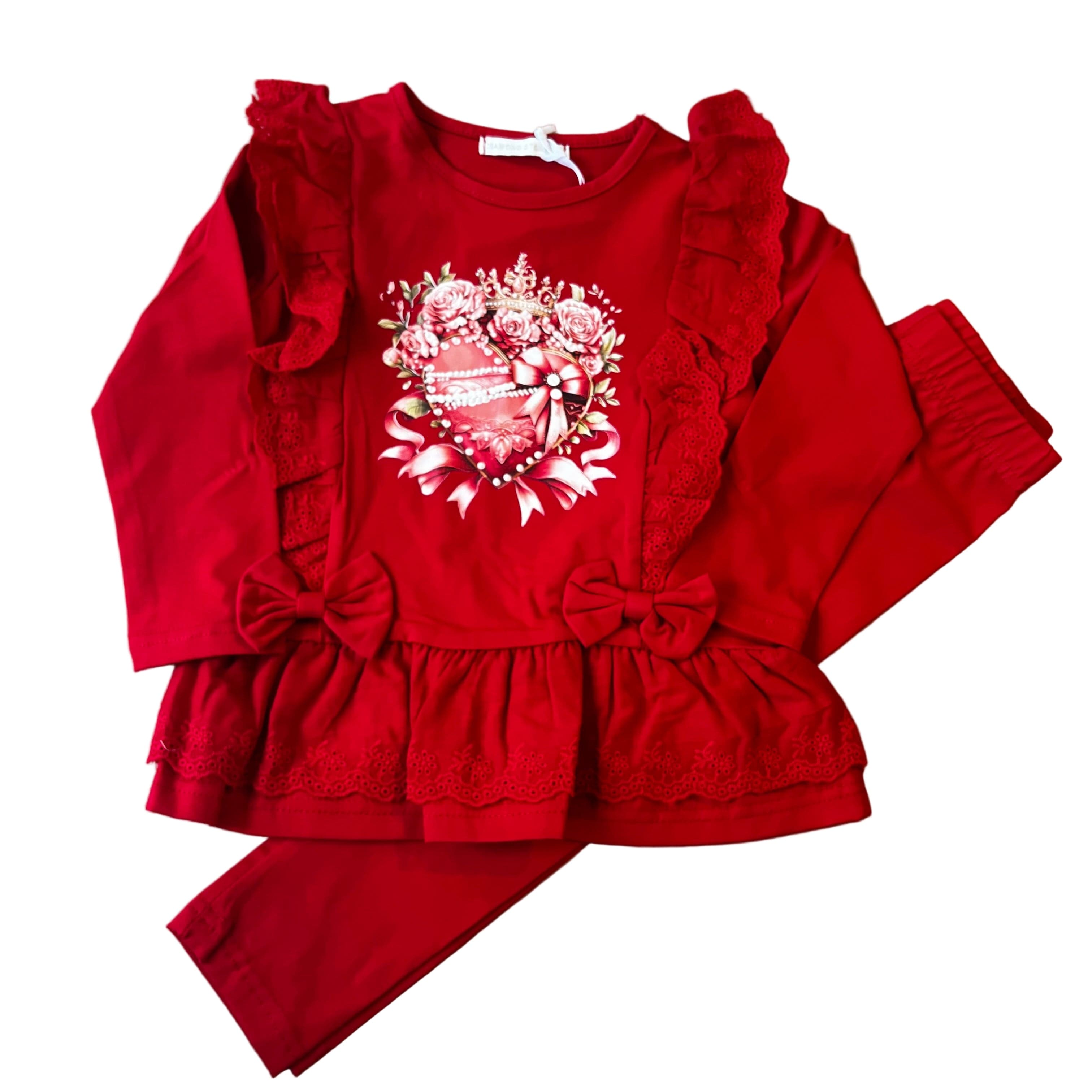 IS - Heart Leggings Set - Red