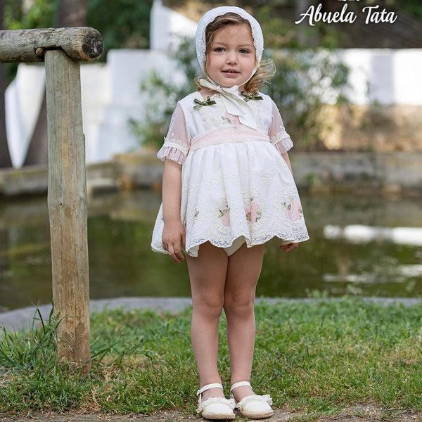 ABUELA TATA - Ceremony Lace Layla Baby Dress & Bonnet - Cream