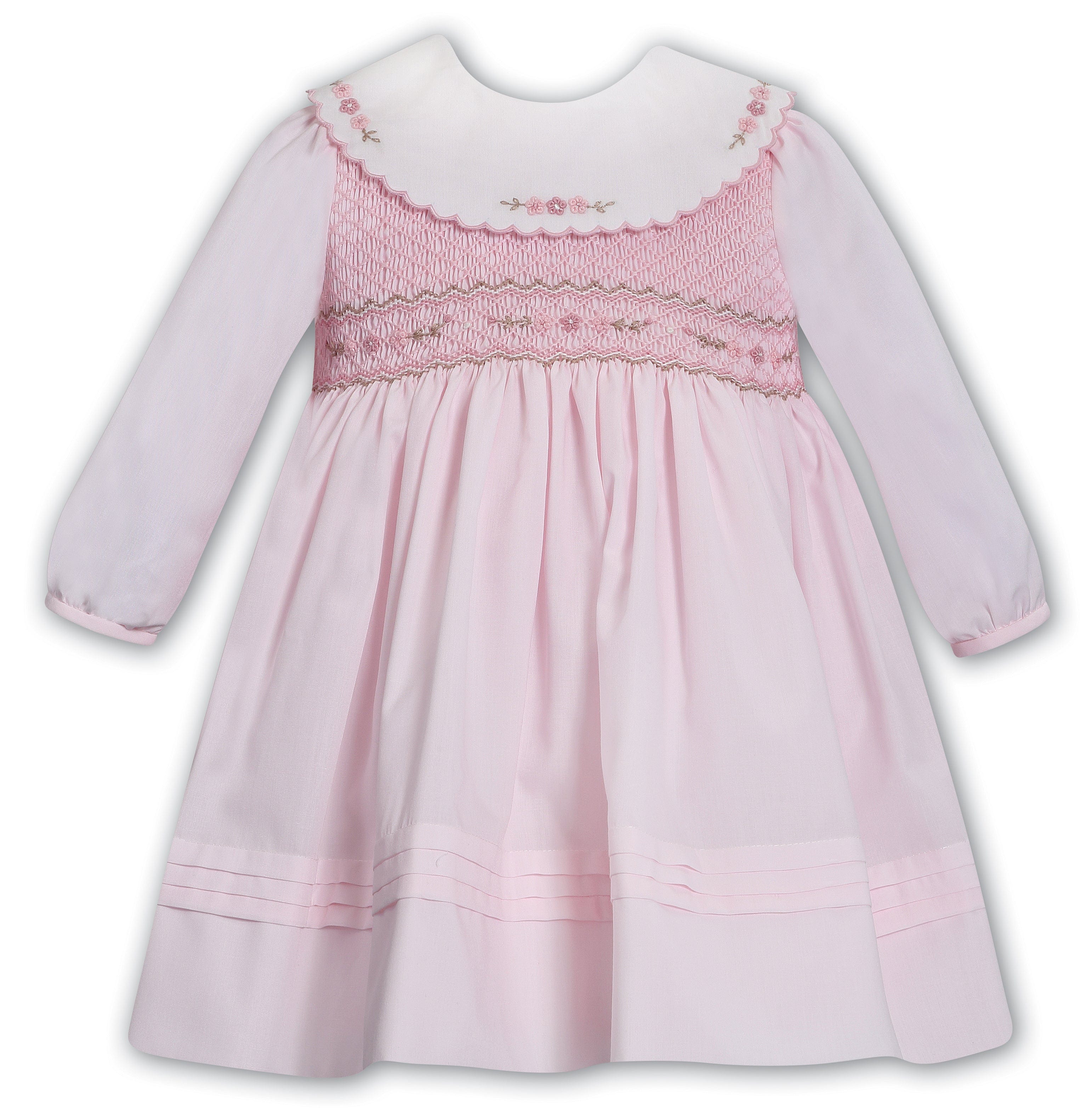 SARAH LOUISE -  Smocked Bib Collar Dress - Pink
