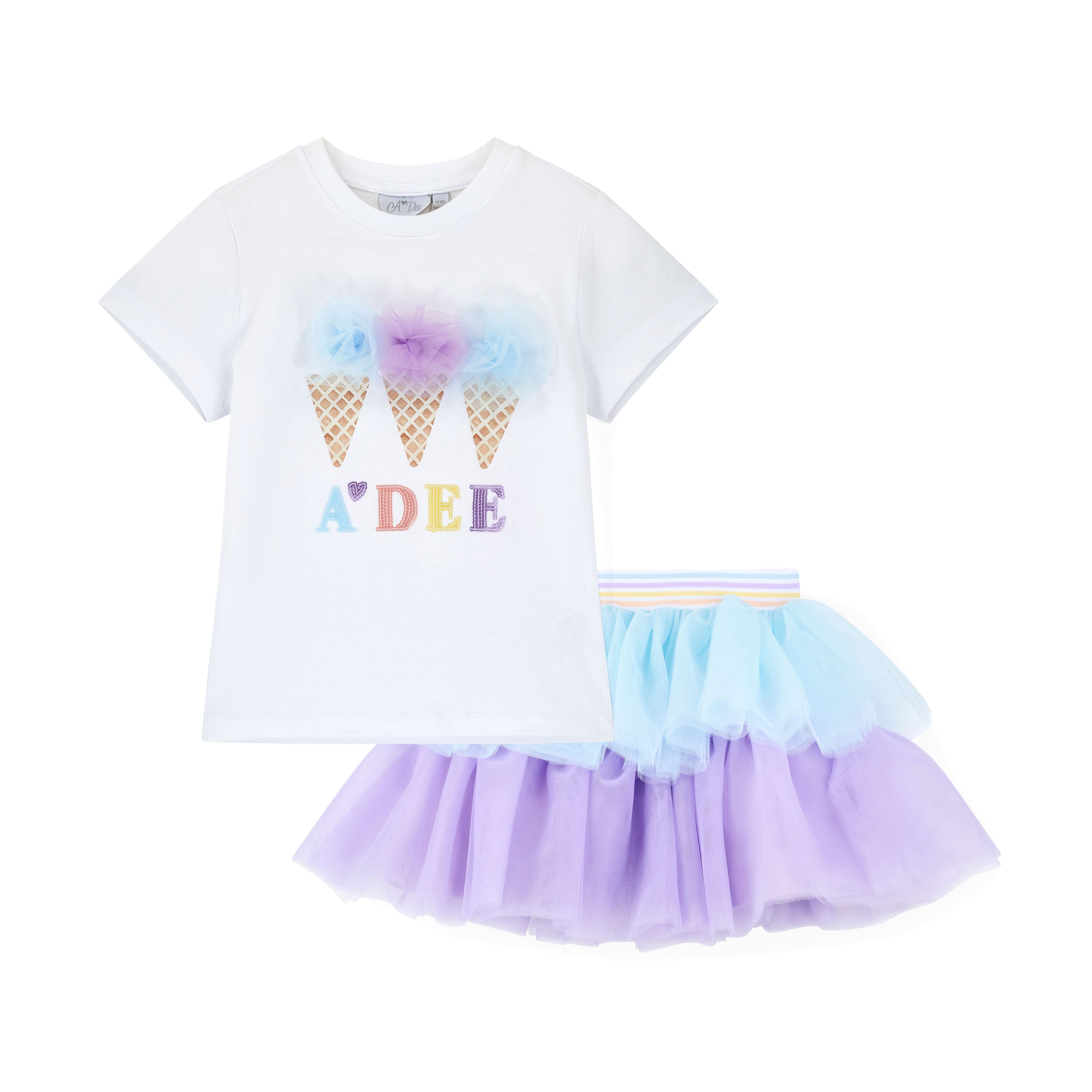A DEE - Suzi Pastel Parlour Tulle Skirt Set  - White