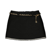 ABEL & LULA - Sherpa Jacket Blouse & Lamb Wool Skirt With Belt - Black