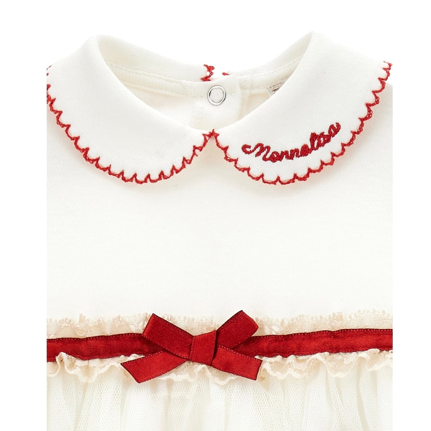 MONNALISA - Rose Bud & Lace Two Piece Romper Dress Set - Red
