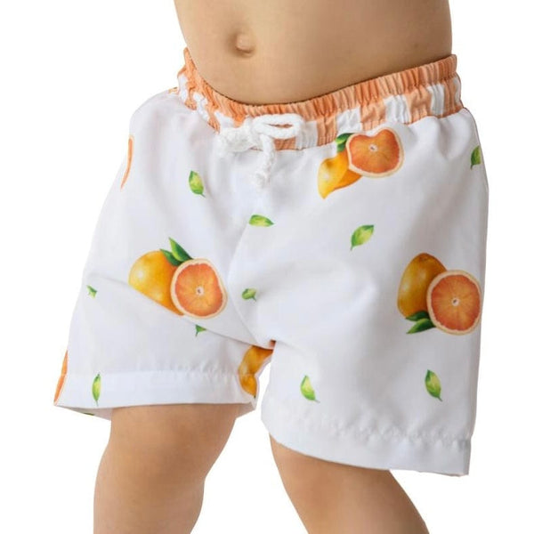 MEIA PATA - Orange Print Swim Shorts - Orange