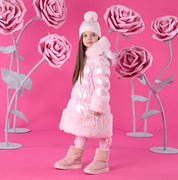 A DEE - Winter Bloom Aurora Long Fur Trim Jacket - Pale Pink