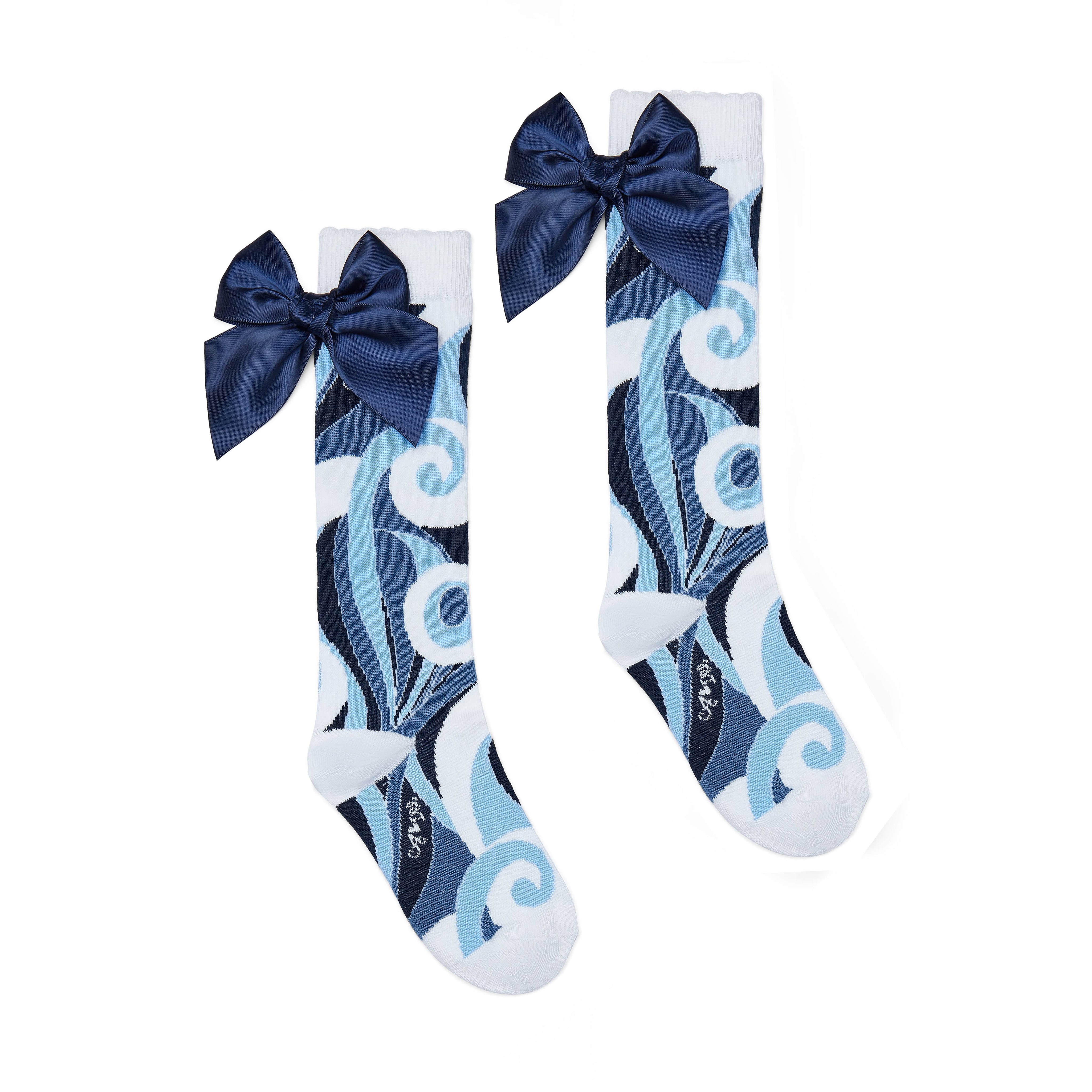 A Dee -Twilight Twirls Nieve Swirl Print Knee High Socks - Powder Blue