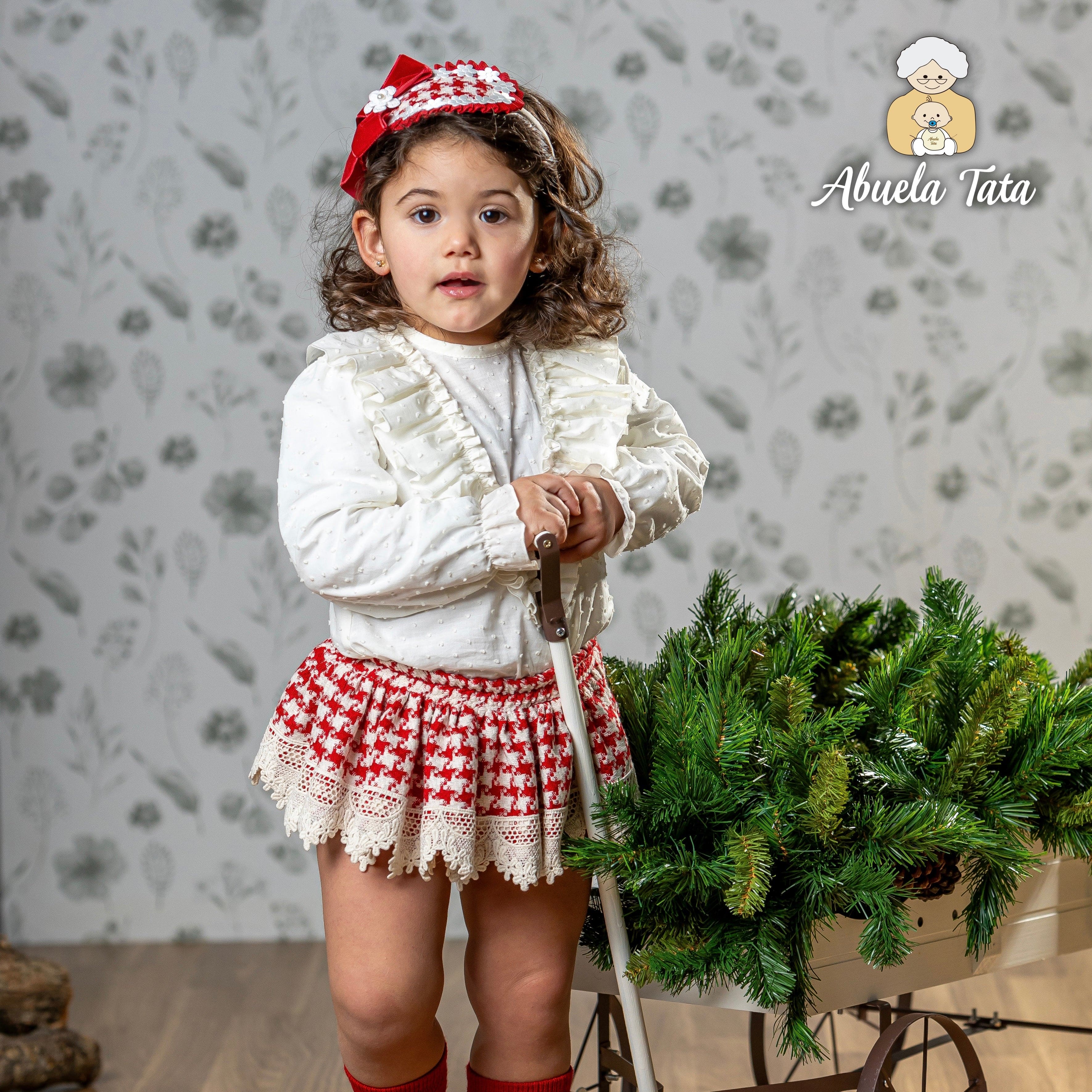 ABUELA TATA - Christmas Dogtooth Baby Jam Pant Set - Red