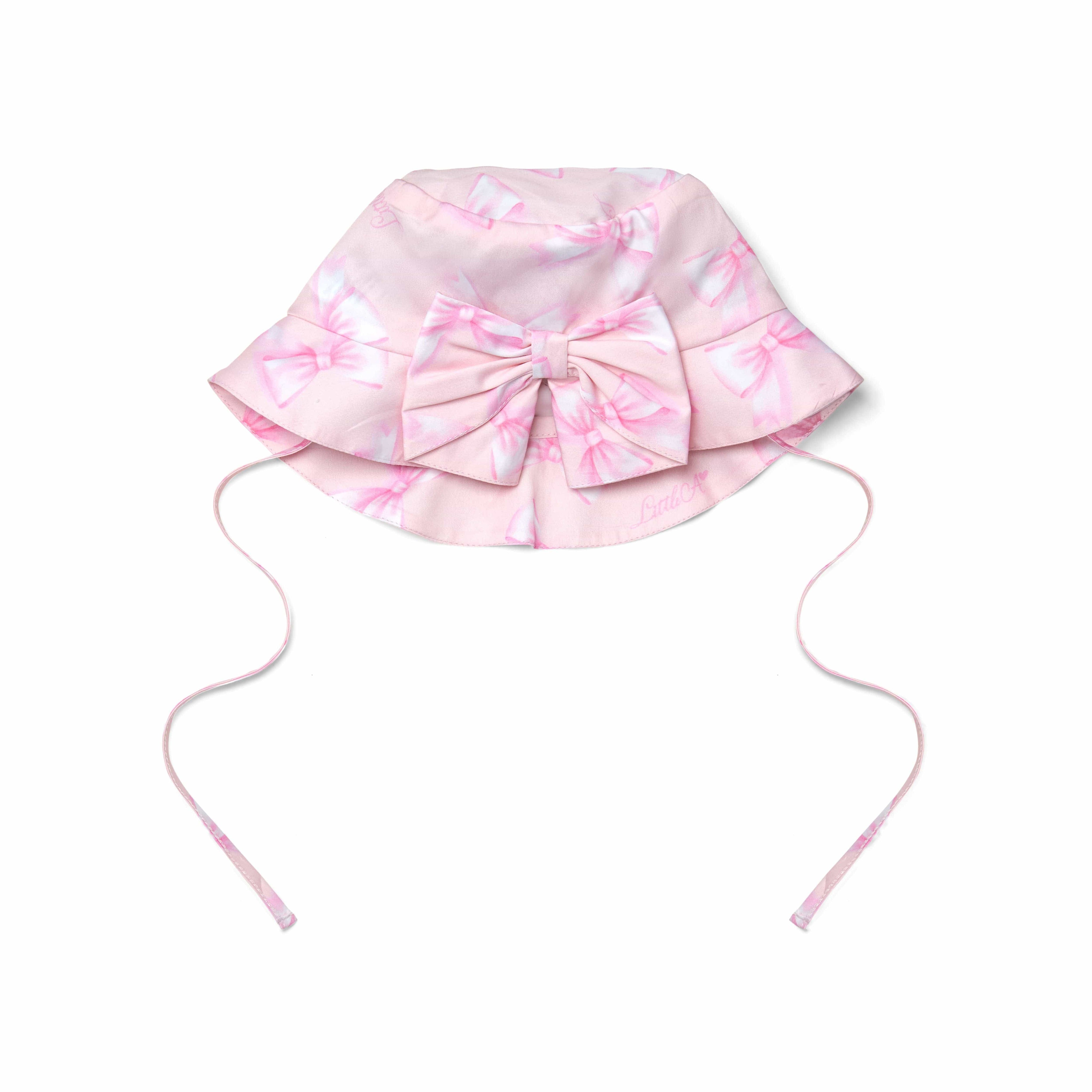 LITTLE A - Perfectly Pink Orella Bow Print Sun Hat - Blossom Pink