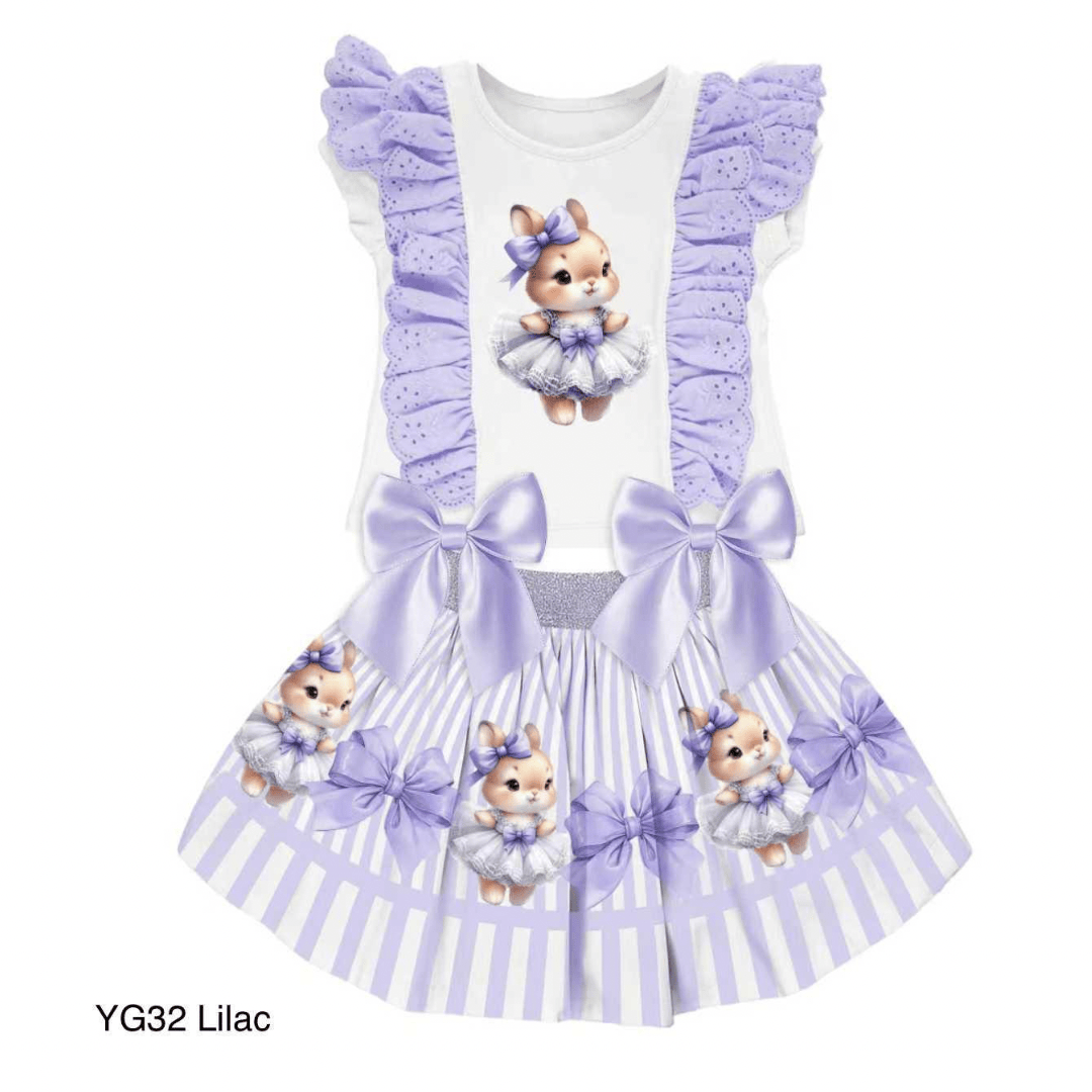 Giorgio Bambini - Bunny Skirt Set & Hairbow - Lilac