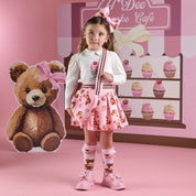 A DEE - Teddy Bear Bakery Mabel Bear Print Skirt Set - Snow White