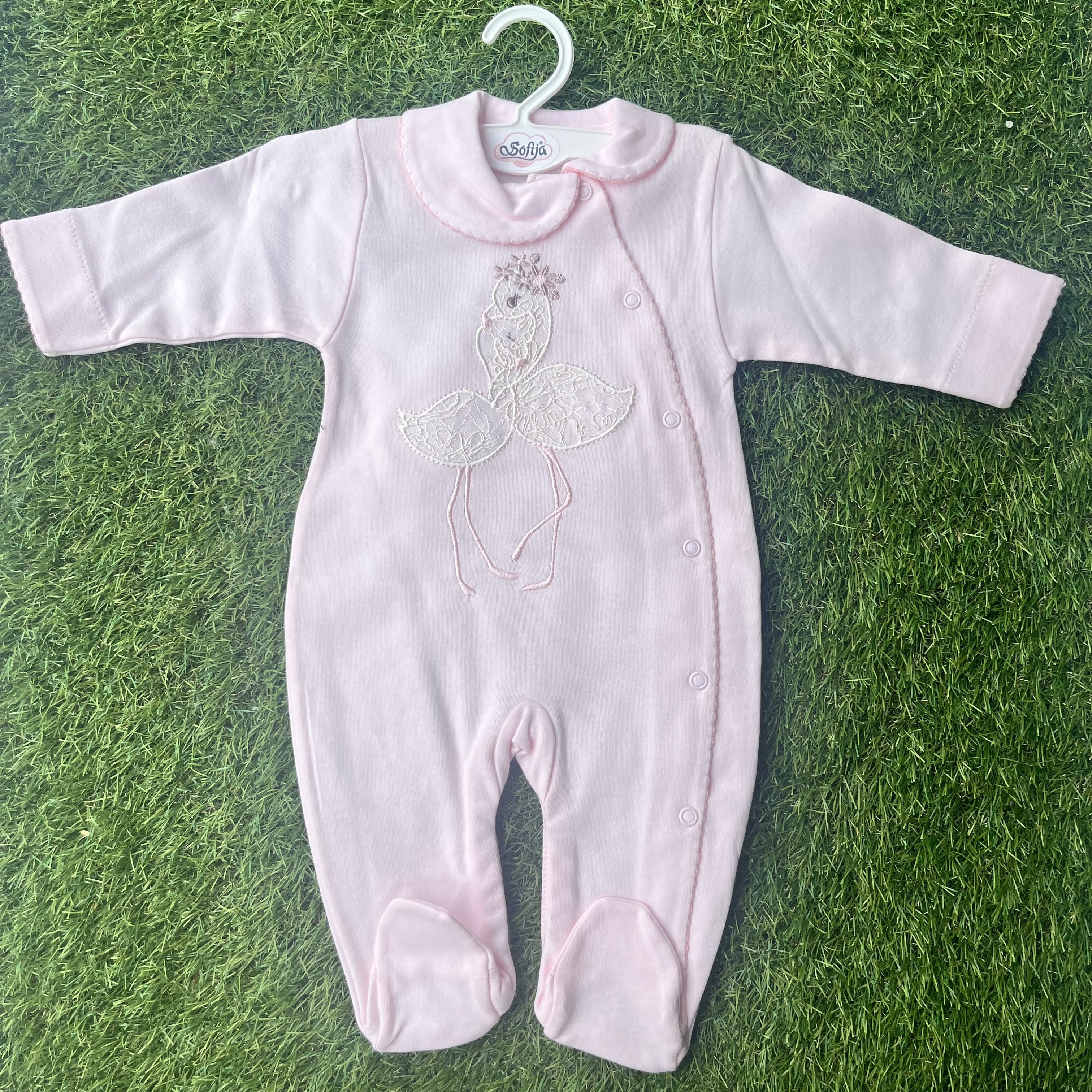 SOFIJA - Double Swan Babygrow - Pink