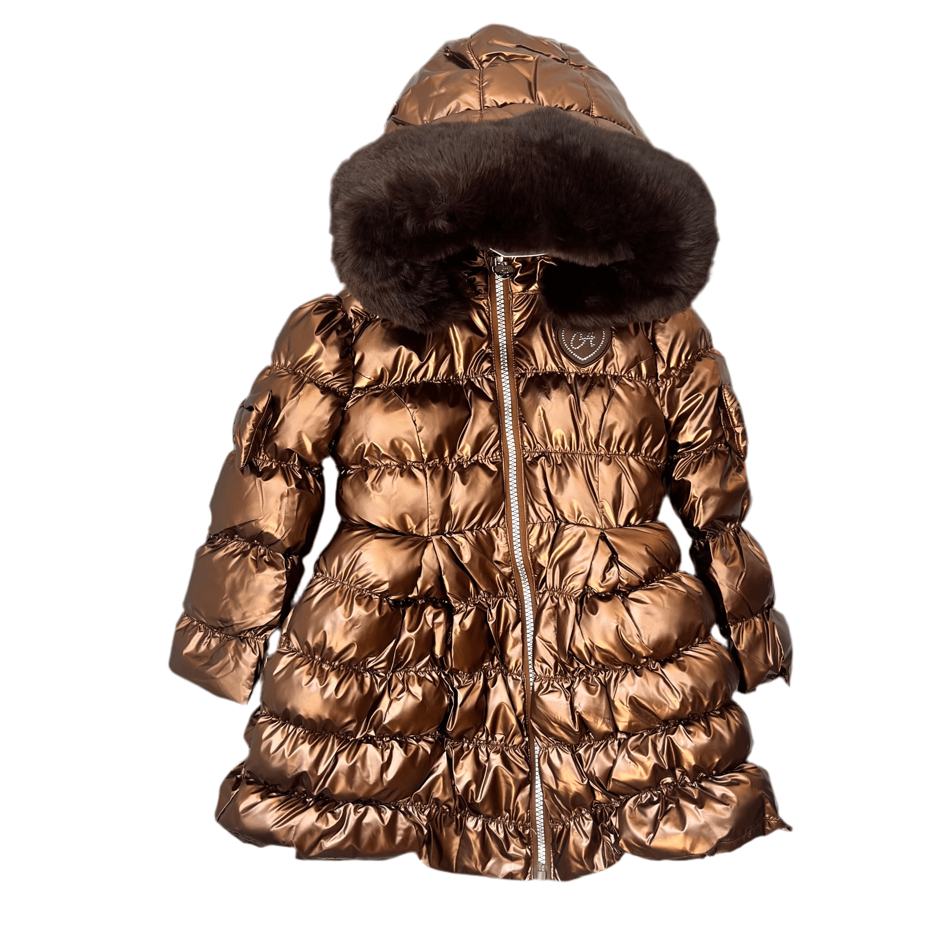A DEE - Initial Icon Montana Padded Ling Metallic Jacket - Chocolate Brown