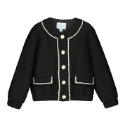 ABEL & LULA - Sherpa Jacket Blouse & Lamb Wool Skirt With Belt - Black