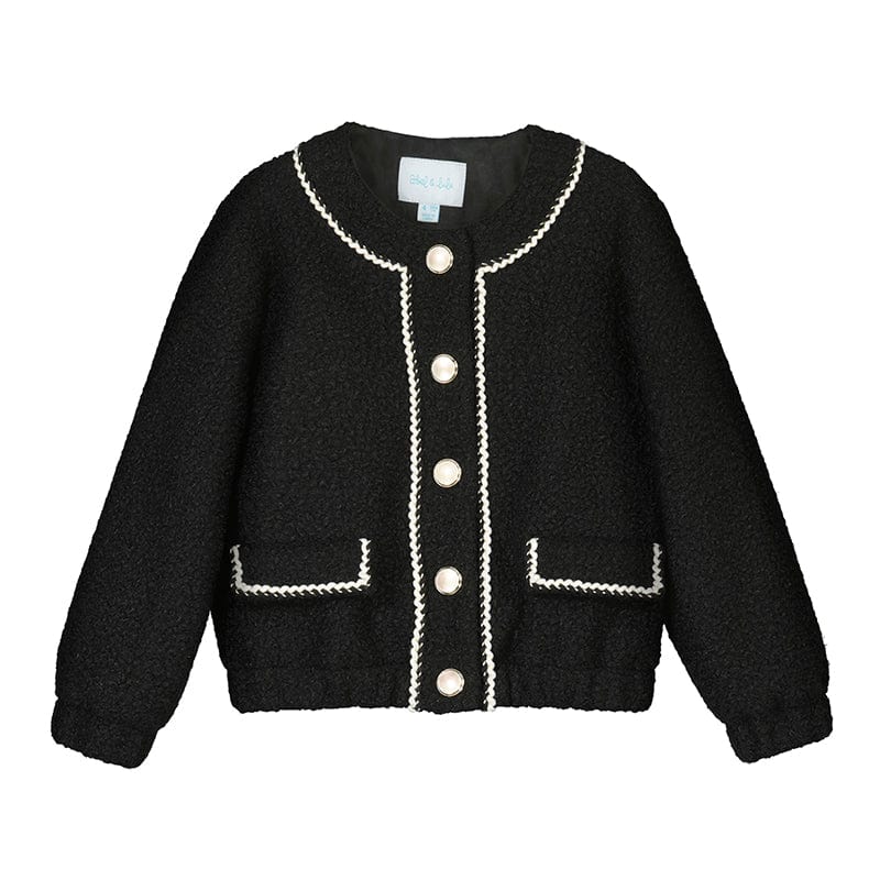 ABEL & LULA - Sherpa Jacket Blouse & Lamb Wool Skirt With Belt - Black