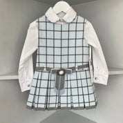 Daga - Exclusive  Check Pinafore Dress & Blouse - Blue