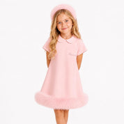 Bimbalo - Fur Peter Pan Collar Dress - Pink