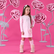 A DEE - Winter Bloom Alyssa Fur Handbag Dress - Pale Pink
