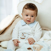 JAMIKS - Velour Andretti Bear Babygrow - Blue