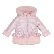 LITTLE A - Bear Hugs Honey Faux Fur Padded Jacket - Baby Pink