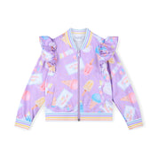 A DEE - Stephanie Pastel Parlour Ice Cream Print Frill Bomber - Lilac