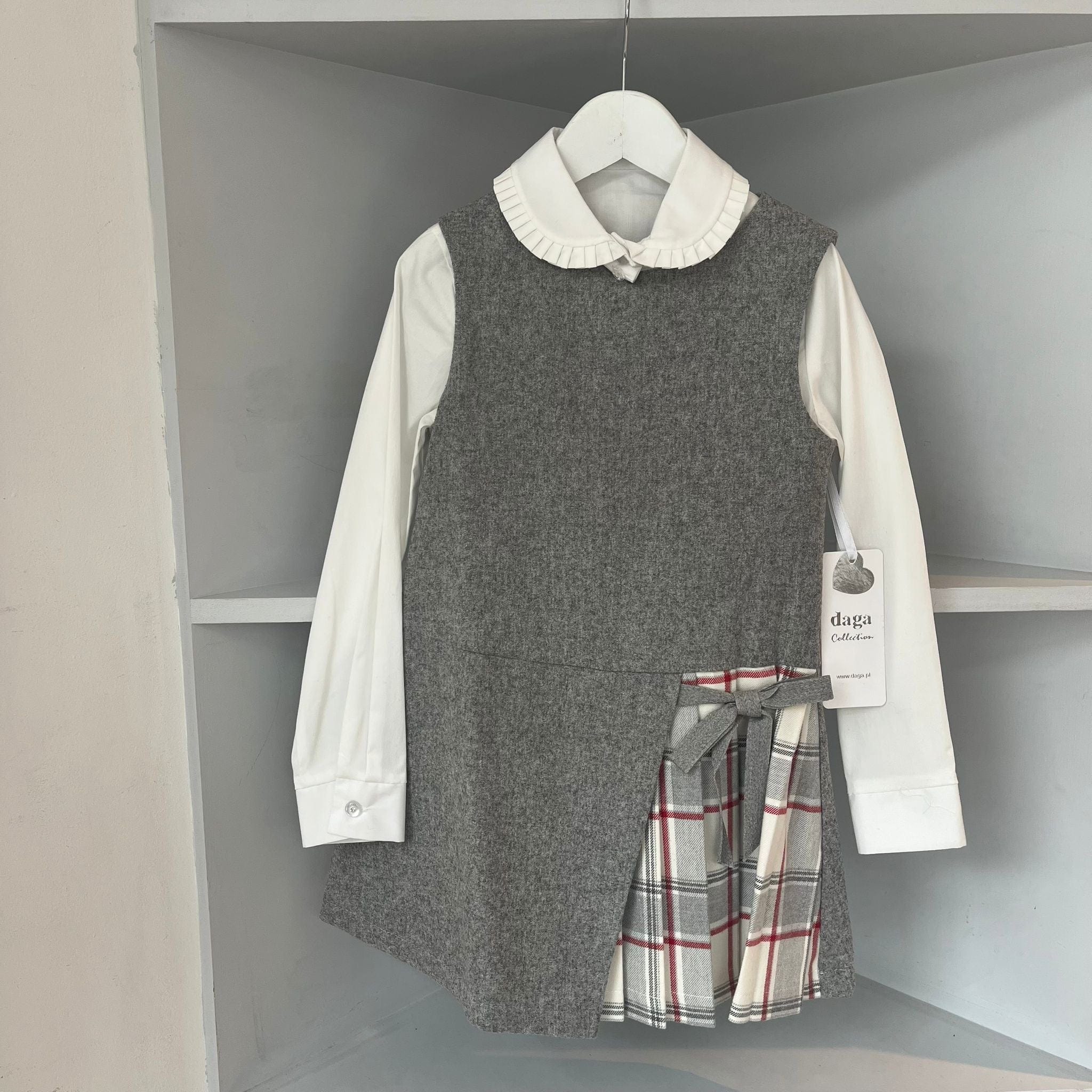 Daga - Exclusive  Pinafore Dress & Blouse - Grey