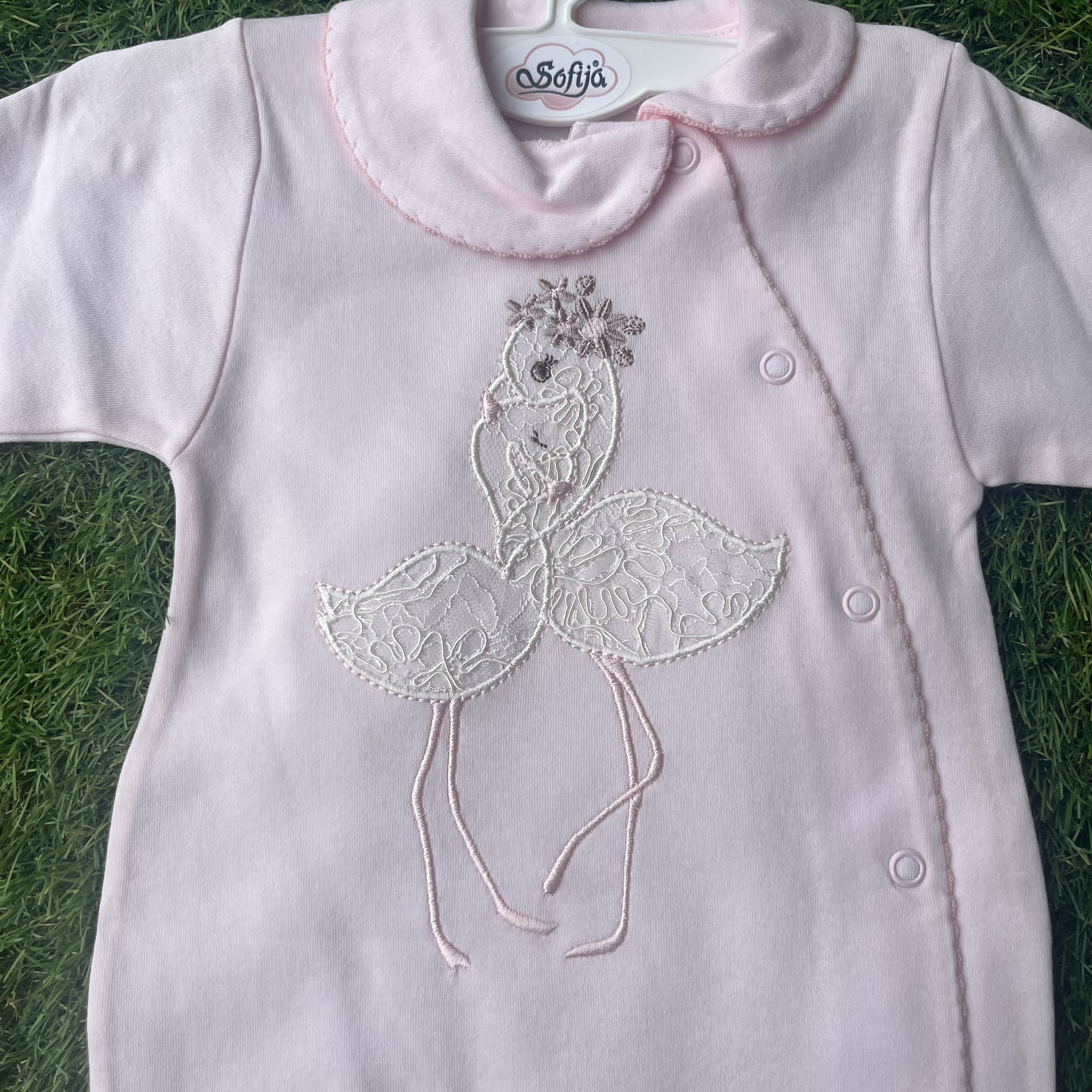 SOFIJA - Double Swan Babygrow - Pink