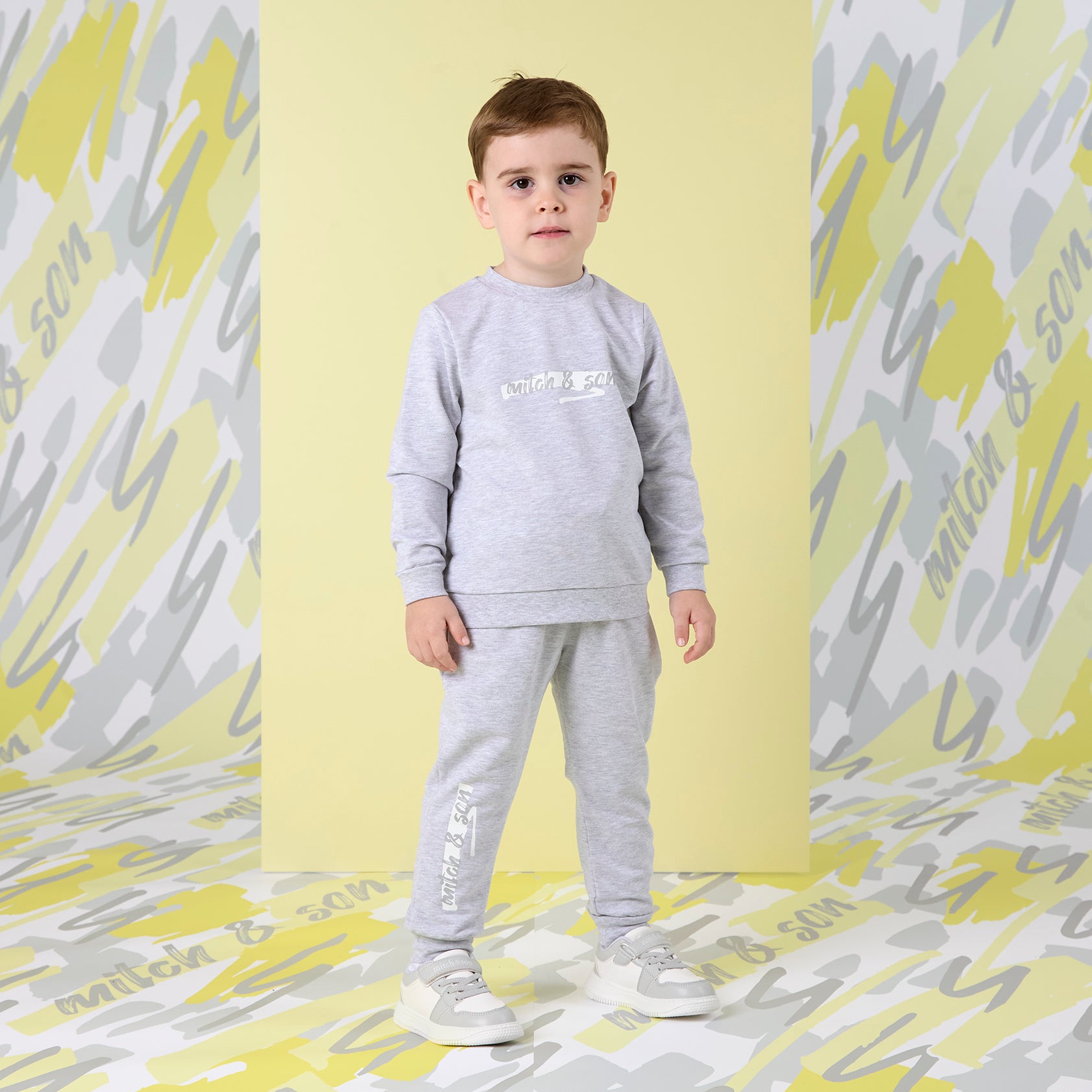 MITCH & SON - Greyson Lemon Doodles Crewneck Tracksuit - Grey Marl