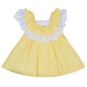LITTLE A - Josephine Pastel Hearts Poplin Dress - Lemon