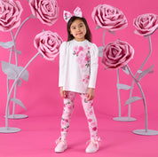 A DEE - Winter Bloom Ayla Rose Print Insert Legging Set - Snow White