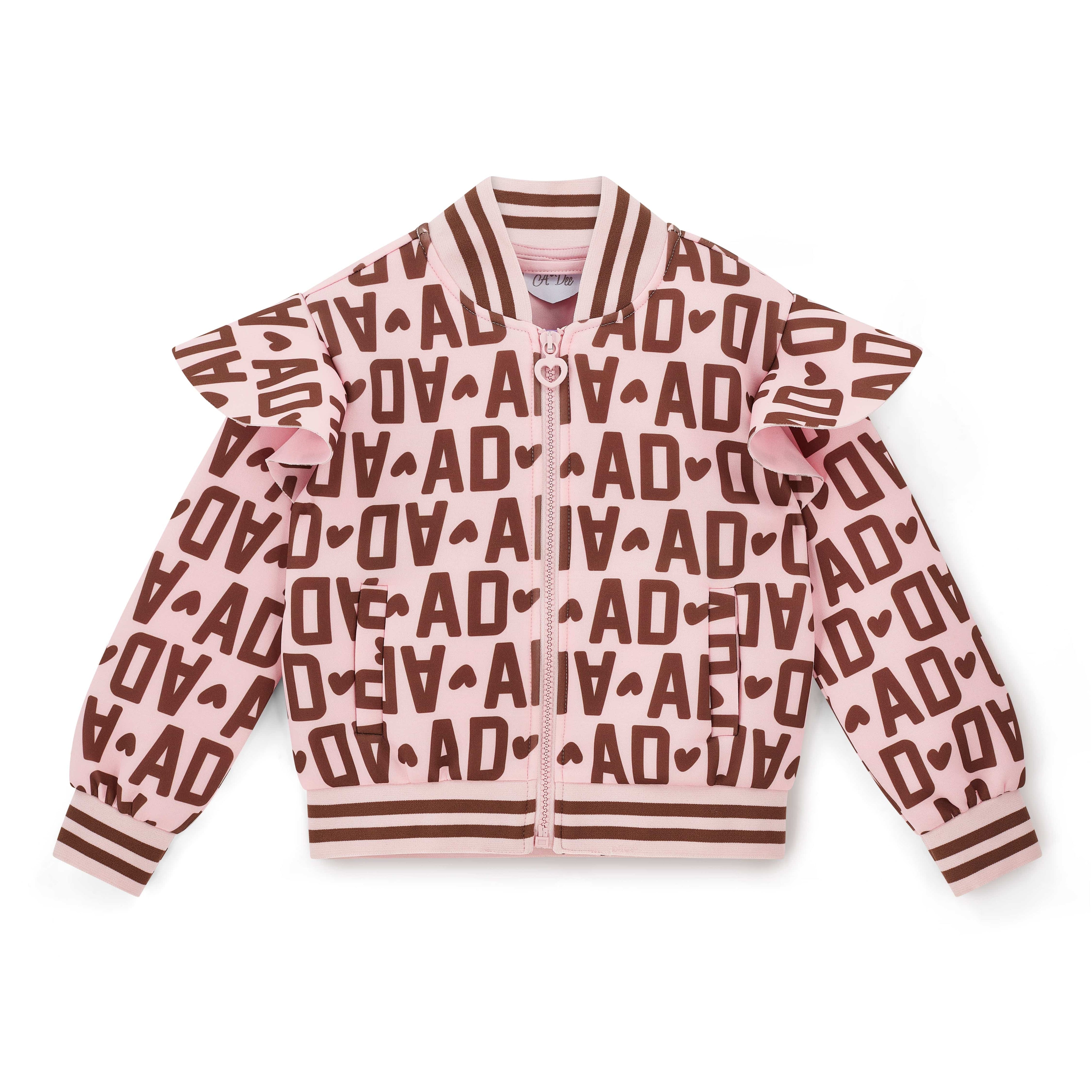 A DEE - Initial Icon Melody Initial Print Bomber - Chocolate Brown
