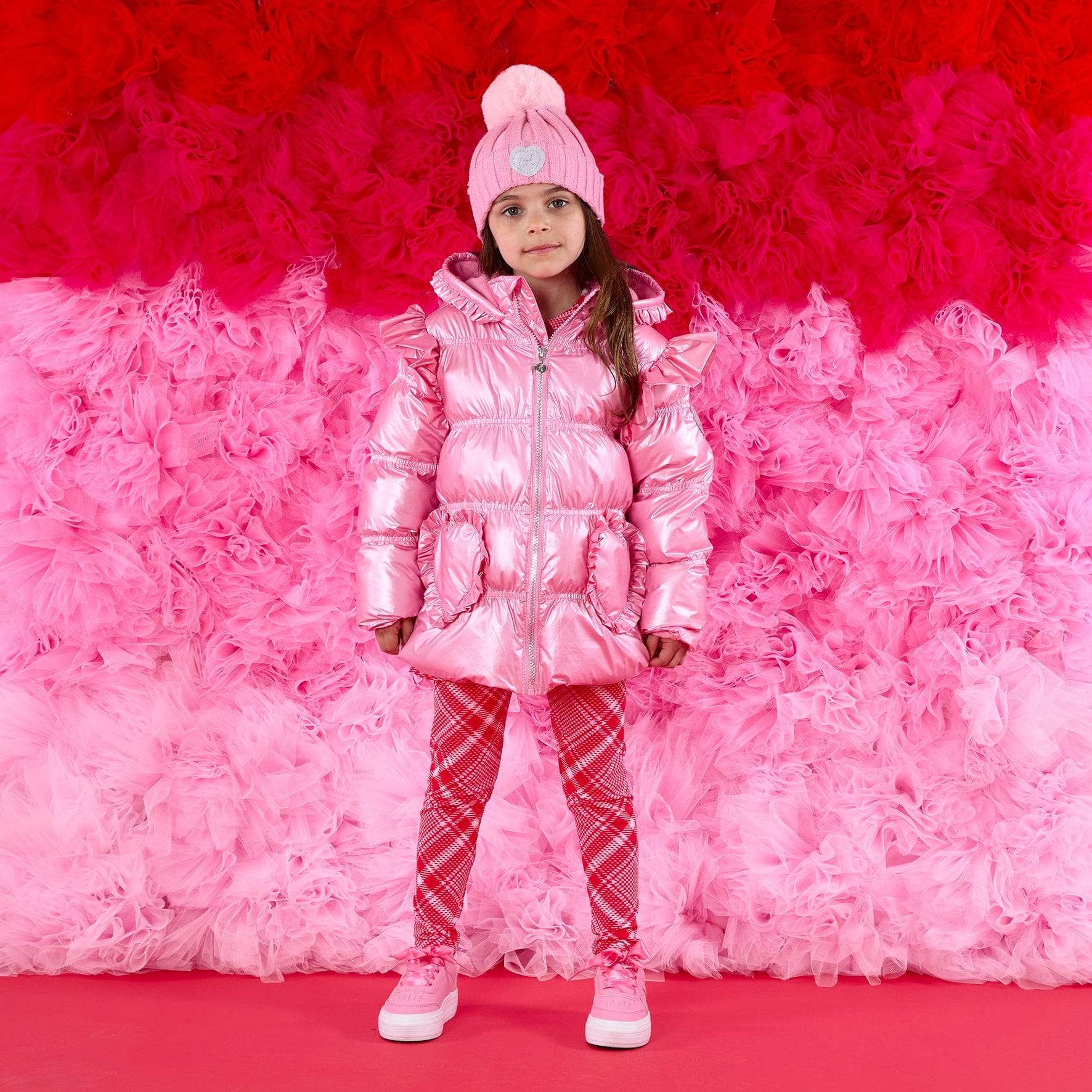A DEE - Love Story Liliana Padded Jacket With Frill Heart Pockets - Peony Pink