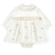 MONNALISA - Rose Bud & Lace Romper Dress - Ivory